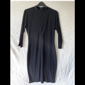 Black form fitting dress with zippered back